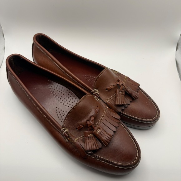 Dexter Shoes - Women's Dexter Brown Leather Loafer Slip On Comfort Shoe with Tassel Size 9.5M